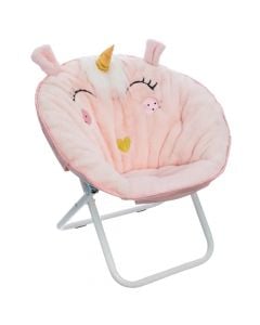 Folding chair for children, Unicorn, aluminum and plush, 50x55 cm, pink, 1 piece