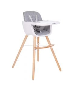 Kikka boo high chair for children, Woody, wood and plastic, 2 in 1, gray and white, 1 piece