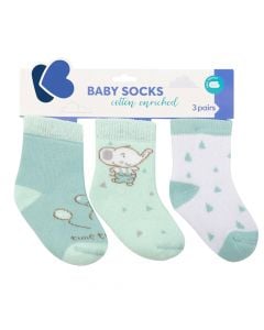 Socks for baby, Kikka Boo, cotton, 0-6 months, mint, 3 pairs