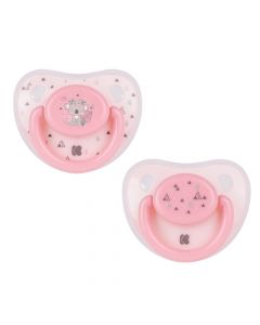 Baby pacifier, Savanna, silicone, 6-18 months, pink, 2 pieces
