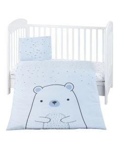 Set carcafë zarf për bebe, Kikka Boo, Bear, pambuk, këllëf jastëku 35x45 cm, carcaf të poshtëm 100x150 cm, mbulesa e jorganit 95x135 cm, blu, 3 pjesë