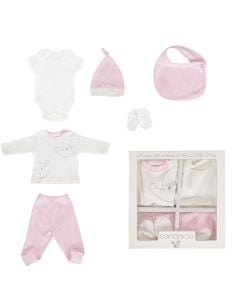 Set veshje për bebe, Cangaroo, pambuk, 0-3 muajsh, rozë, 6 pjesë, 1 pako