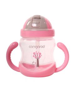 Baby bottle, Cangaroo, with handles, pink, 6 months +, 280 ml, 1 piece