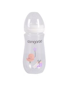 Baby pacifier bottle, Cangaroo, Birdy, 300 ml, 3 months +, anti colic, white, 1 piece