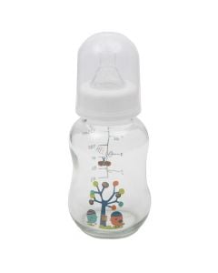 Baby pacifier bottle, Cangaroo, Birdy, glass, 120 ml, 0 months +, anti colic, white, 1 piece