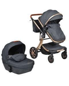 Baby stroller set, Cangaroo, 2 in 1, aluminum and polyester, 15 kg, dark grey, 1 piece