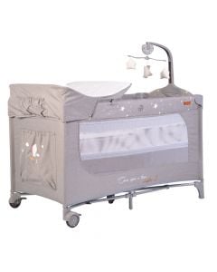 Krevat portativ për  fëmijë, Cangaroo, 2 nivele, 125x62x73 cm, gri, 1 copë