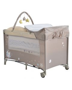 Krevat portativ për  fëmijë, Cangaroo, 2 nivele, 120x60x77 cm, bezhë, 1 copë