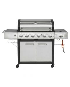 Gas barbecue, Long Beach, 122x112x57 cm cm, metal and stainless steel, black and silver, 1 piece