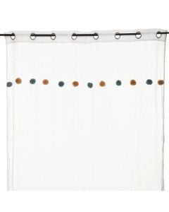 Curtains for children's room, white with pompom, 240x140x5.20 cm, 1 piece