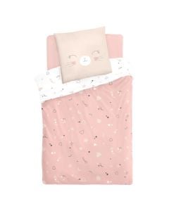 Bed cover set 140x200 cm + Pillow 65x65 cm, pink, 1 piece