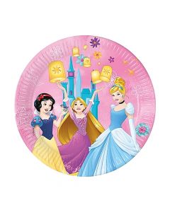 Birthday plate, Princess, cardboard, 23 cm, 8 pieces, 1 pack
