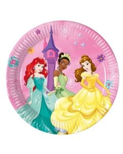 Birthday plate, Princess, cardboard, 20 cm, 8 pieces, 1 pack