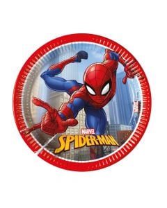 Birthday plate, Spiderman, cardboard, 20 cm, 8 pieces, 1 pack