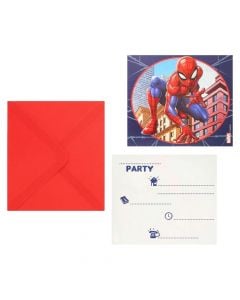 Ftesë, Spiderman, karton, me zarf, 10x10 cm, 6 copë, 1 pako