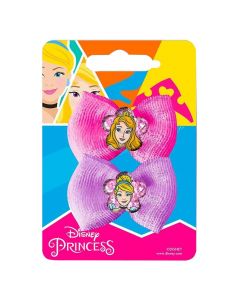 Princess hair clip for children, ribbon, purple/pink, 2 pieces