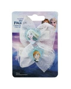 Children's hair clips, Frozen II, ribbon, light blue, 2 pieces