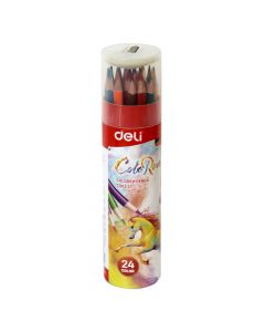 Colored pencils and pencil sharpener for kids, ColoRun, Deli, wood, 19.6x7.6x7.6 cm, miscellaneous, 25 pieces