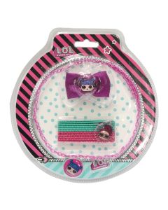 Set aksesorë flokësh + varëse, LOL Surprise, rozë, 3 copë, 1 pako