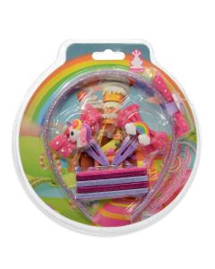Set aksesorë flokësh, Unicorn, rozë, 3 pjesë, 1 pako
