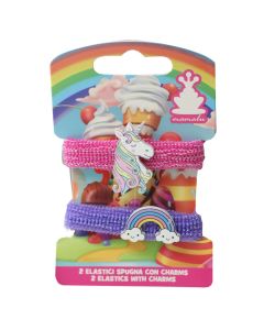 Llastik flokësh për fëmijë, Unicorn, rozë/lejla, 2 copë