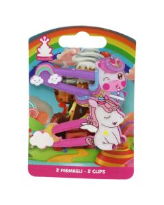 Hair clips for children, Unicorn, pink, 2 pieces