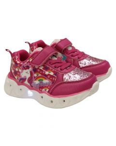 Children's sneakers, Unicorn, with lights, glitter, 24/30, pink, 1 pair