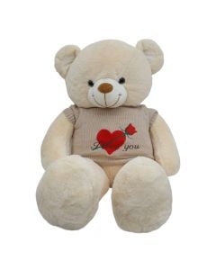 Teddy bear, polyester, beige, with heart, 95 cm, 1 piece