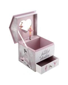 Cosmetic box for children, musical, ballerina, 14x14.5x16 cm, pink, 1 piece