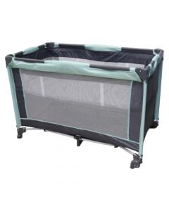 Portable baby bed, aluminium/polyester, blue/grey, 115x65x77 cm, 2 level, 1 piece