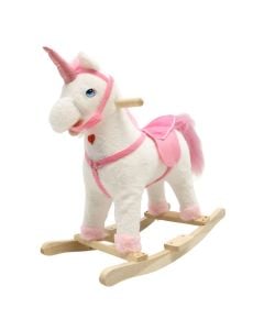 Rocking horse for children, wood, white/pink, 1 piece