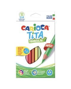 Bojëra druri, Carioca Tita, maxi triangular, 12 ngjyra, 1 pako