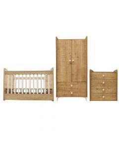 Children's bedroom set, Butterfly, bed, dresser and wardrobe, natural, 3 pieces