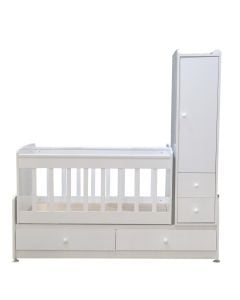 Children's bed, melamine, with wardrobe and drawers, white, 165x65x180 cm, 1 piece