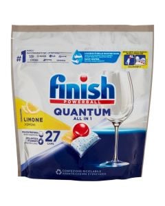Dish detergent in capsule form, Finish quantum, all in 1, lemon, 27 capsules, 1 pack
