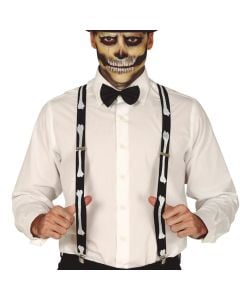Suspernders skeleton, për halloween, e zezë dhe e bardhë, 1 palë