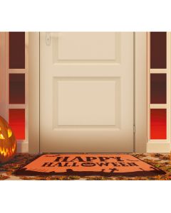 Door mat, Happy Halloween, 60x40 cm, polyester, orange, 1 piece