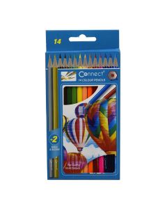 Colored pencils for children, Connect, wood, 17.5 cm, assorted, 14 pieces