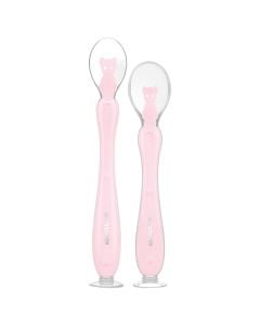 Baby feeding spoon, Kikka Boo, silicone, pink, 4 months +, 2 pieces
