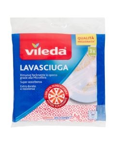 Cleaning cloths for dishes, Vileda, microfiber, x3, 1 pack