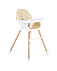 High chair for children, Cangaroo, Gelato, 2 in 1, beige, wood, 1 piece