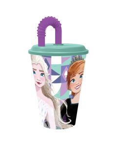 Gote me pip per femije, Frozen, plastike, 430 ml, mikse, 1 cope