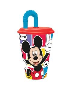 Gote me pip per femije, Mickey Mouse, plastike, 430 ml, mikse, 1 cope