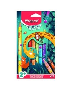 Colored pencils, Maped, Jungle, Jumbo, 12 colors, 1 pack