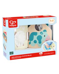 Baby toy, Hape, book of animals, wood, 14x14 cm, mixed, +10 months, 1 piece