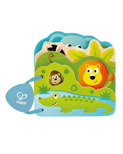 Baby toy, Hape, Wild animal book, wood, 16x2x12.5 cm, mixed, +10 months, 1 piece