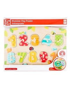 Lodër për fëmijë, Hape, Number peg puzzle, druri, mikse, +3 vjec, 1 copë