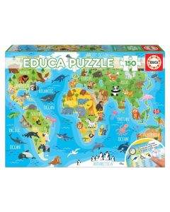 Children's puzzle, Educa, Animals world map, 150 pieces, +6 years, 1 piece