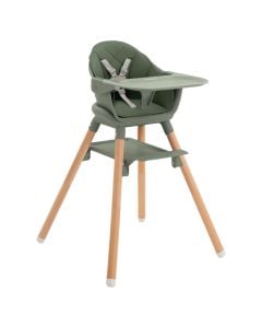 High chair for children, Kikka Boo, Woody, 2 in 1, wood/plastic, green, 1 piece