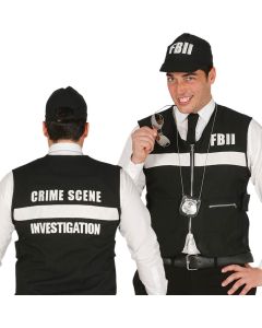 Kapele dhe jelek FBI, halloween, poliestër, one size, e zezë, 1 copë